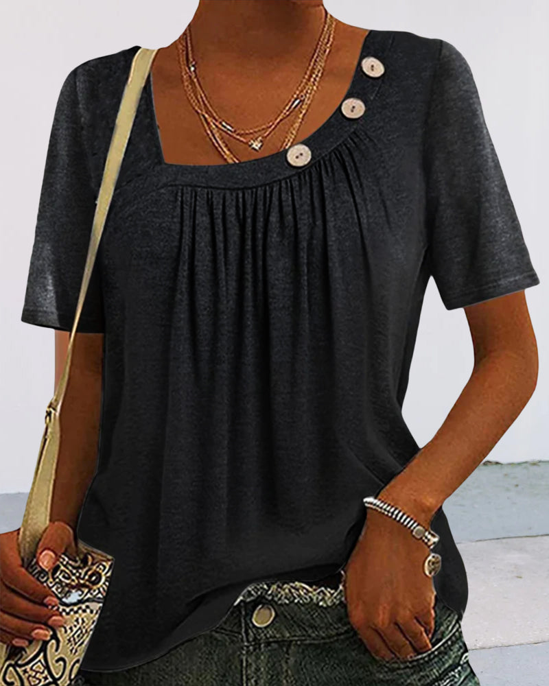 Grijze blouse met decoratieve knopen