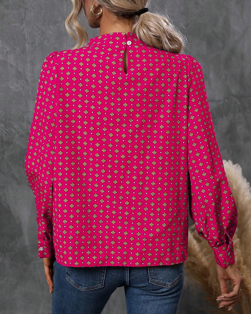 Blouse met vintage stijl en print