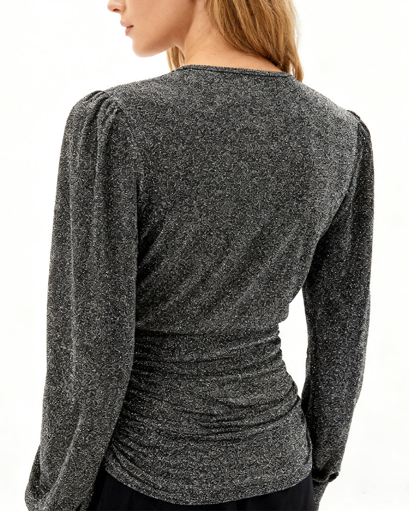 Top V-Hals Sexy Lange Mouw