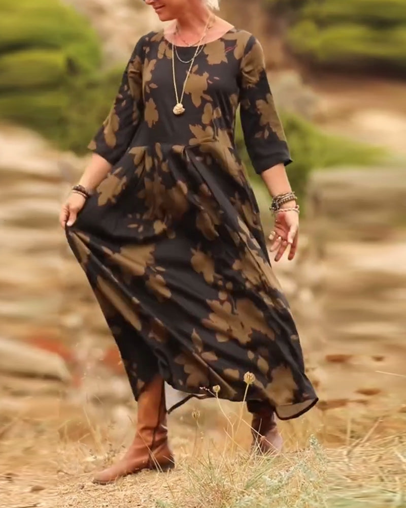 Jurk temperament retro bedrukt