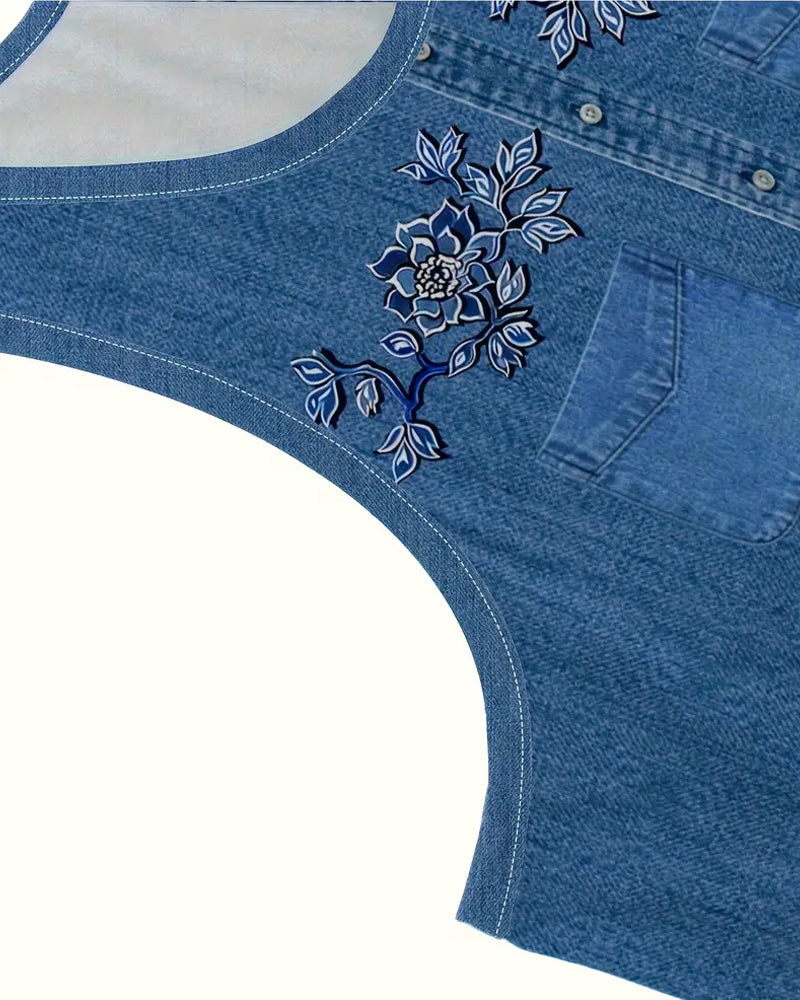 Jurk Mouwloos Imitatie Denim