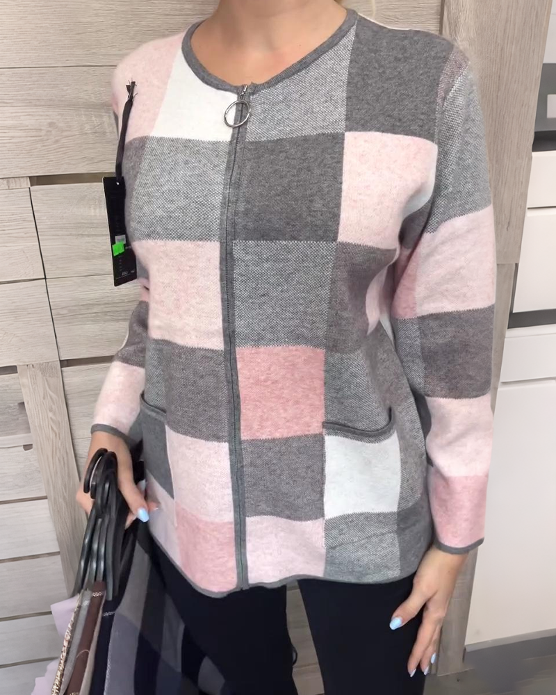 Vest Met Rits Modieus Ronde Hals