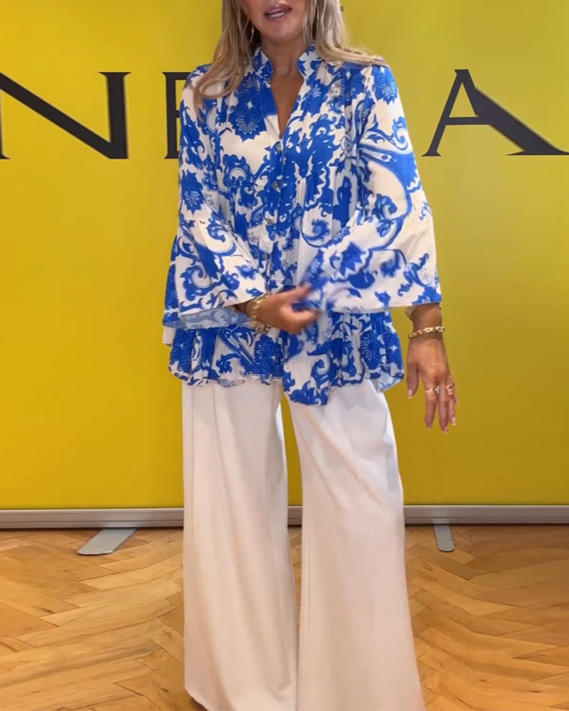 Blouse met lange mouwen en frisse print