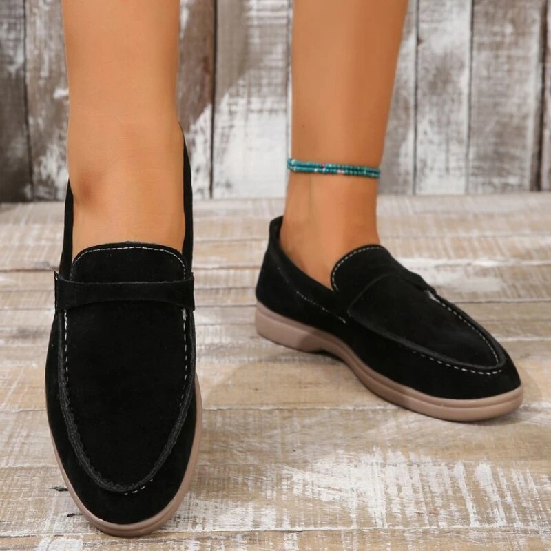 Slip-on loafers - suède dames instappers