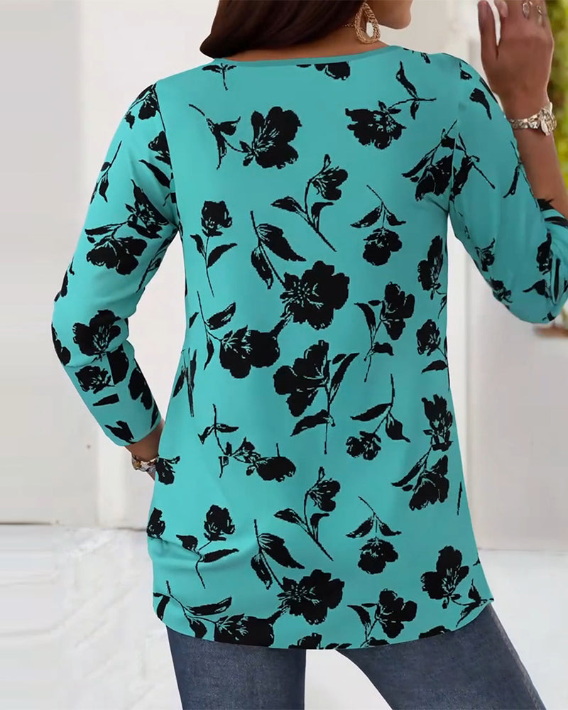 Blouse Knopen Print Mode