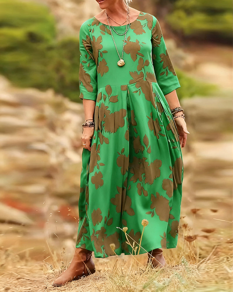 Jurk temperament retro bedrukt