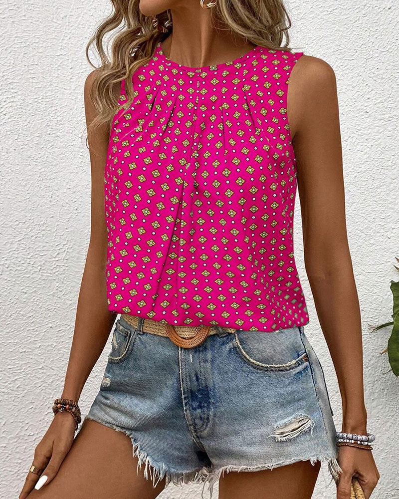 Tanktop Mouwloos Ronde Hals Bedrukt