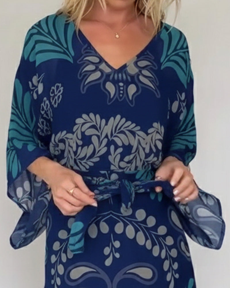 Jurk Bohemien V-hals Losvallend