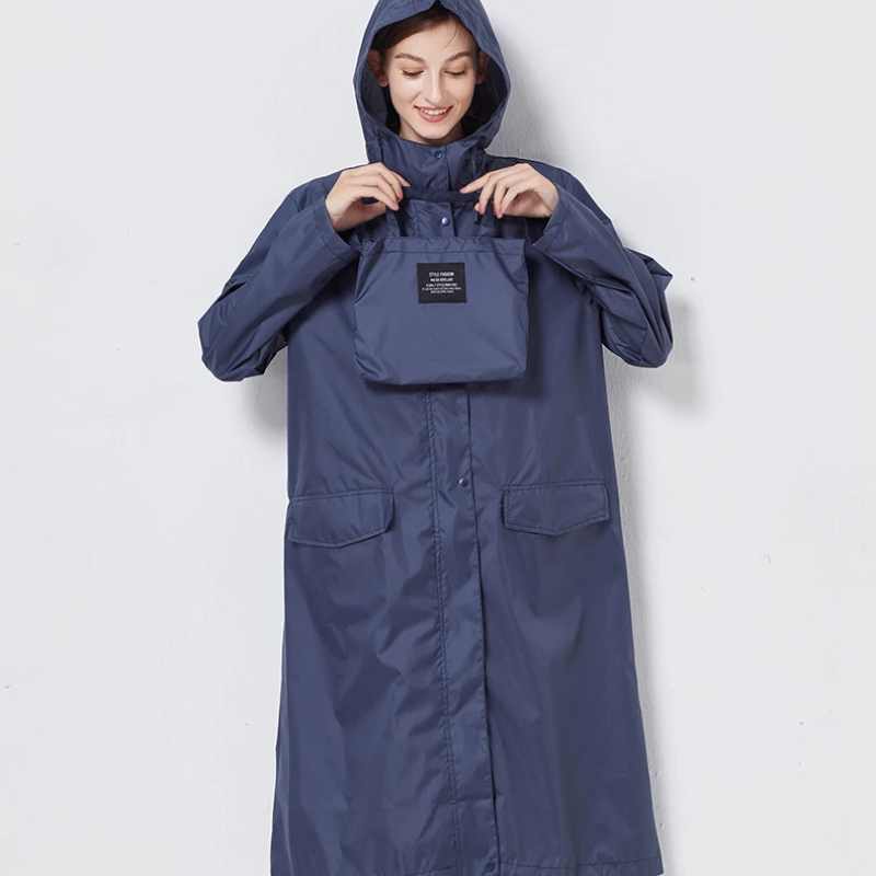Waterdichte regenjas - lange damesjacket met capuchon