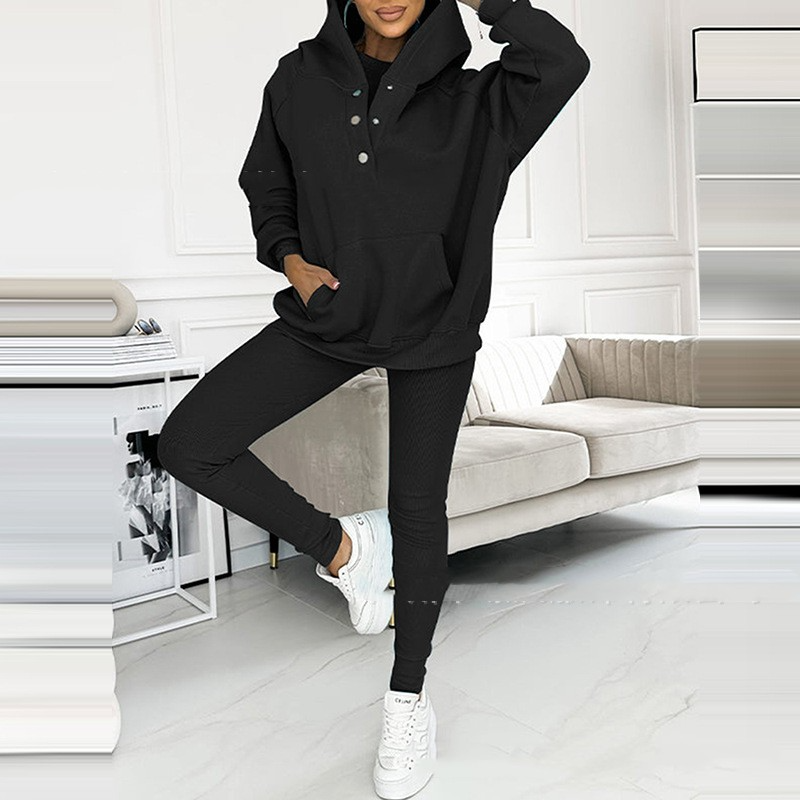 Dames loungewear set - gezellige hoodie en leggings van zachte stof voor relaxed thuisgebruik