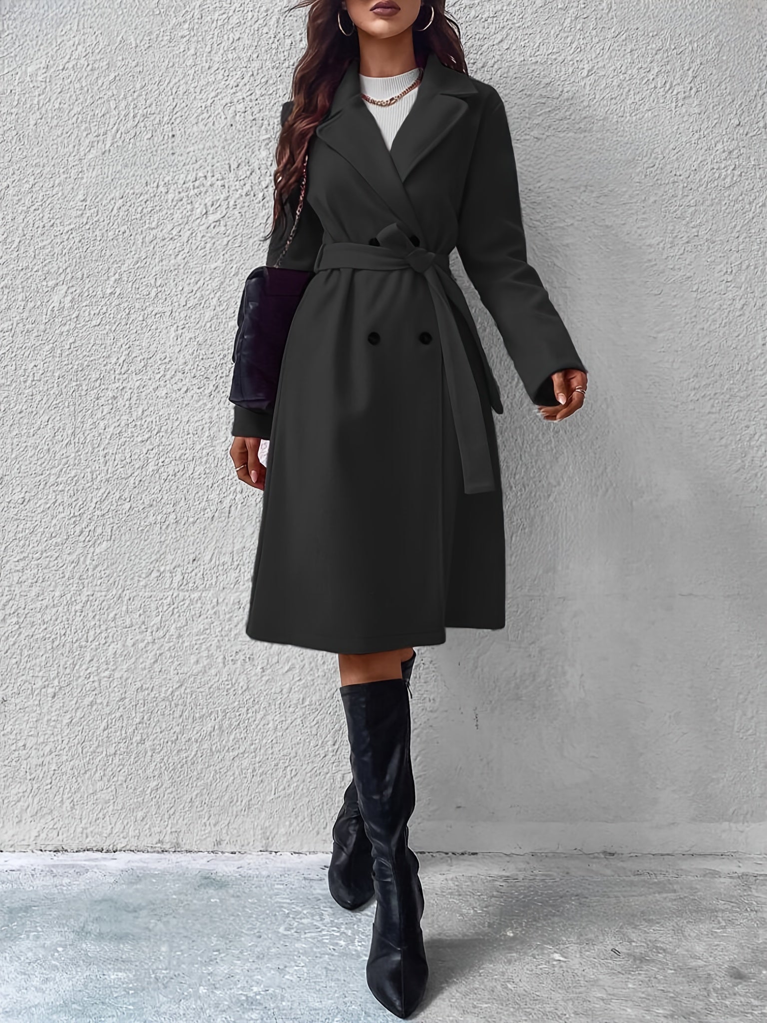 Trenchcoat - stijlvolle lange damesjas met strikriem en knoopdetails