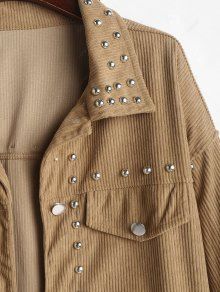 Corduroy jacket - stijlvolle beige damesjack met studs