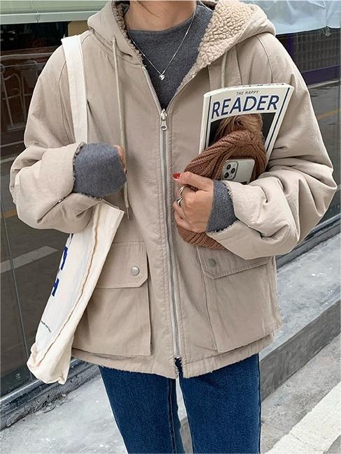 Omkeerbare dames fleece parka - warme winterjas