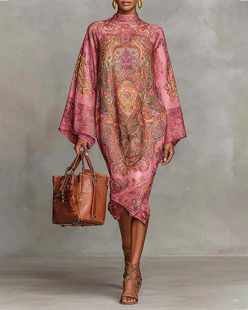 Hooggesloten Jurk Met Vintage Print