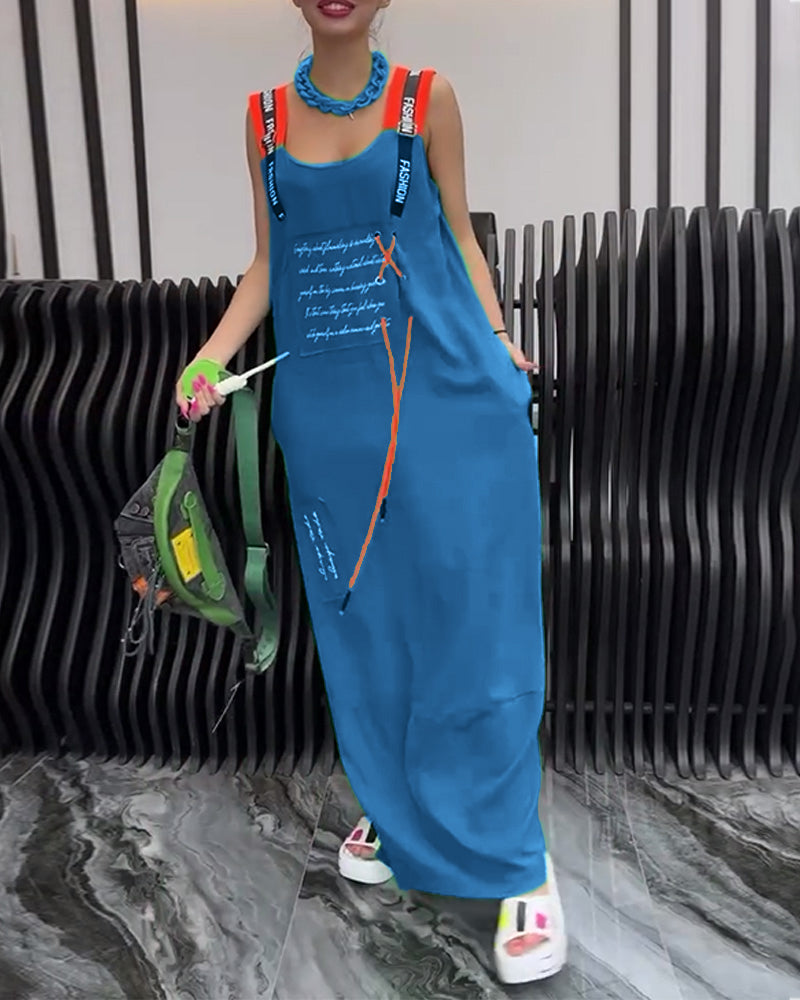 Jurk Mouwloos Gepersonaliseerde Letterprint