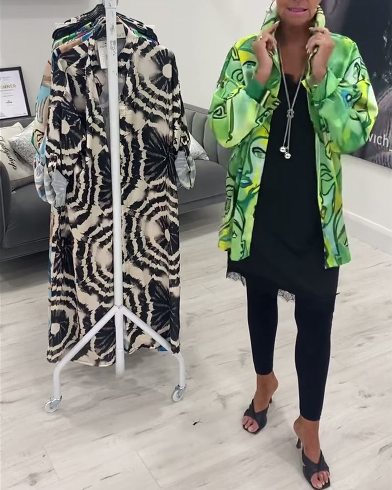 Casual overhemd met revers en gezichtprint