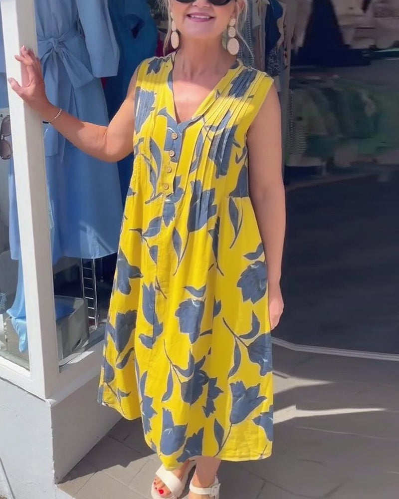 Jurk V-Hals Mouwloos Gedrukt