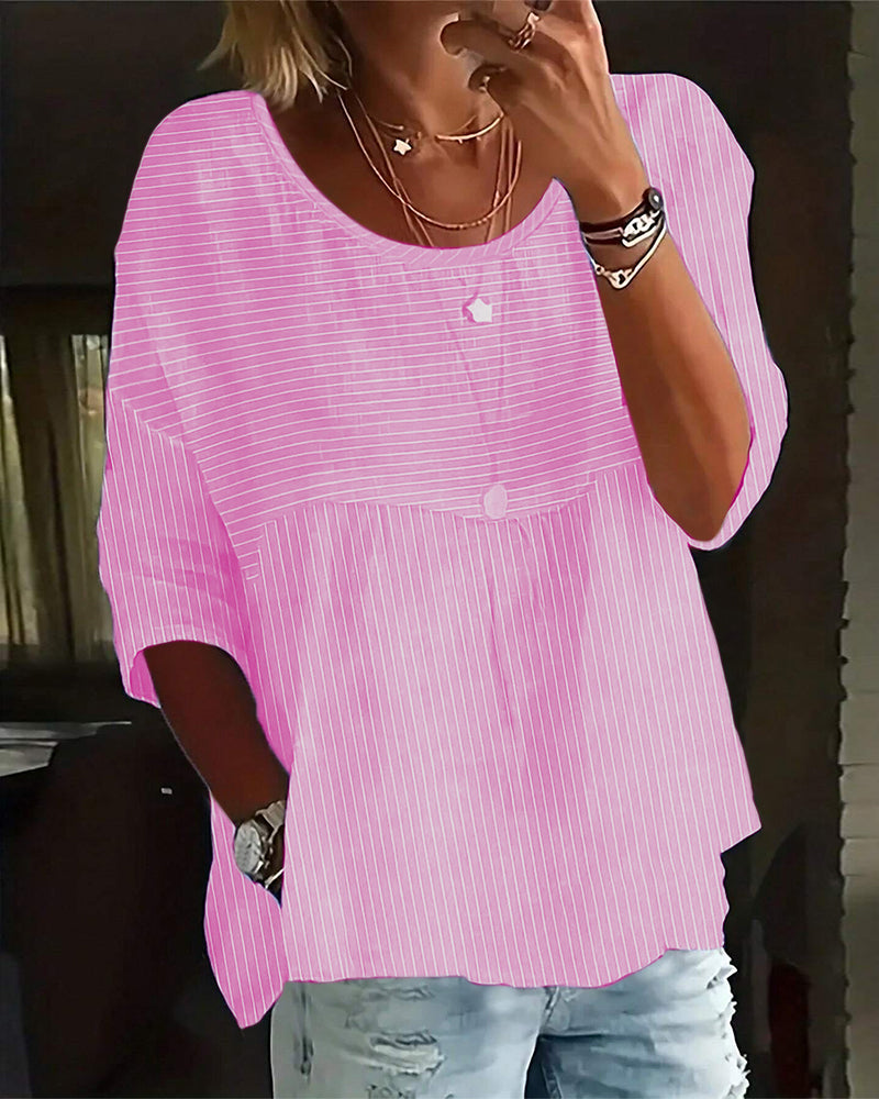 Casual top met gestreepte print en ronde hals