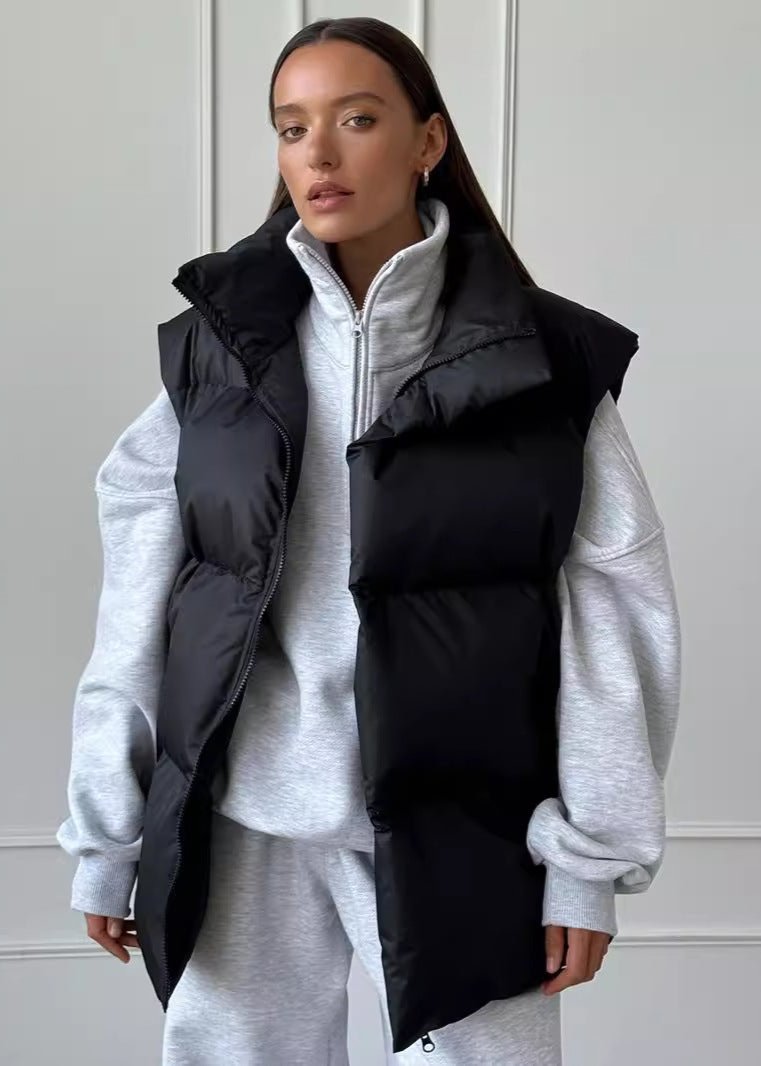 Gewatteerde katoenen vest - stijlvolle dames mouwloze buitenkleding