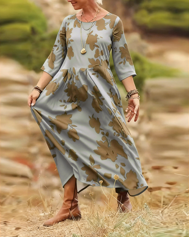 Jurk temperament retro bedrukt