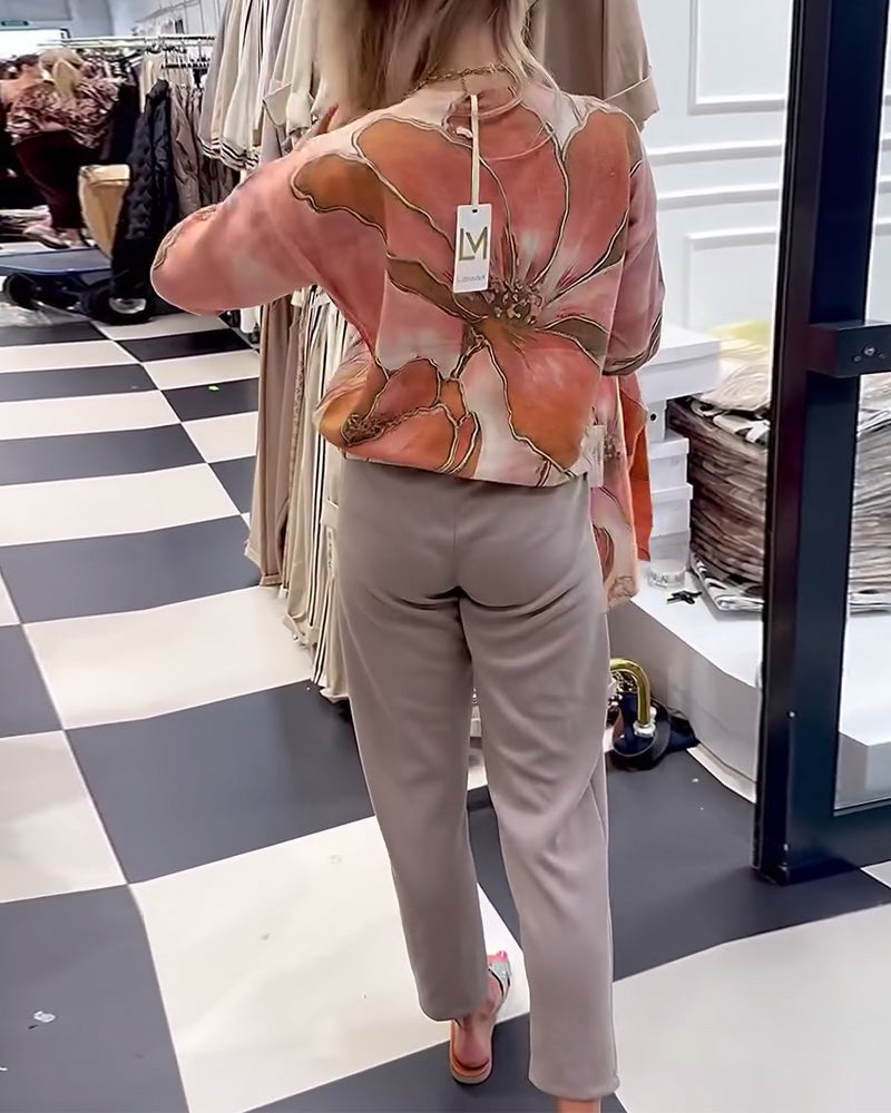 Ronde Hals Bedrukte Losse Trui