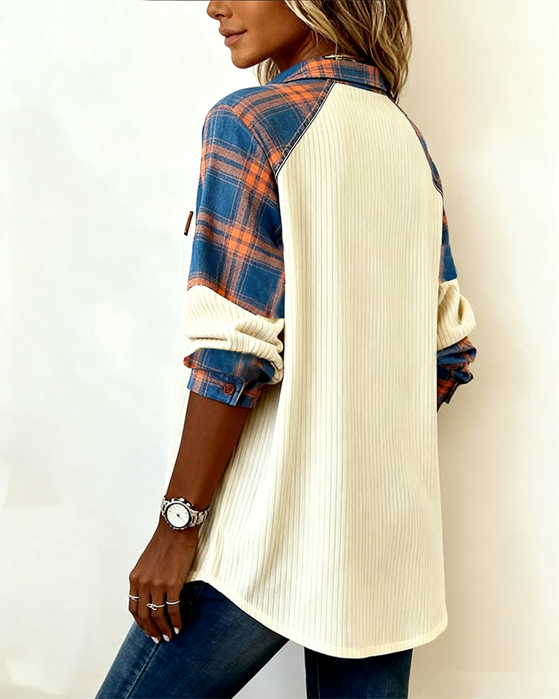 Shirt Geruit Corduroy Contrast