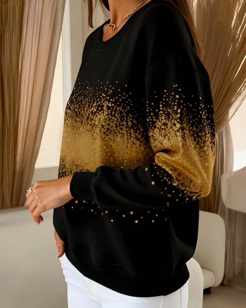 Sweater Modieus Ronde Hals Verlopen Print