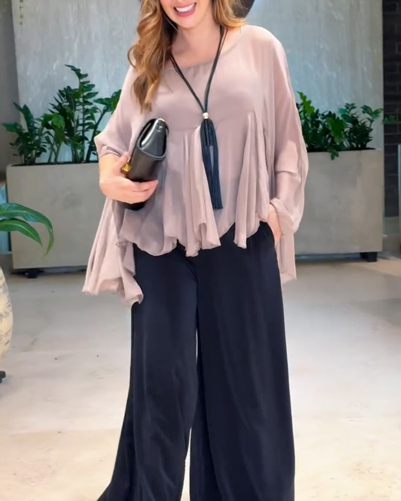 Blouse Met Stijlvol Effen Ontwerp