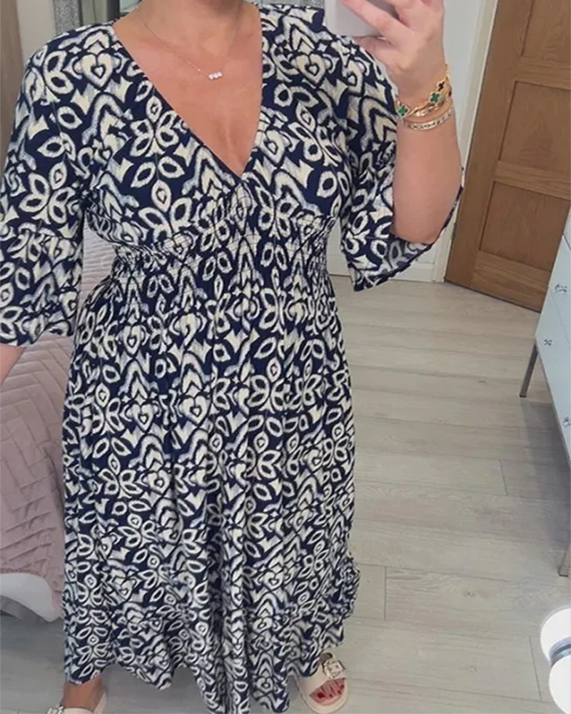 Rode maxi-jurk met print