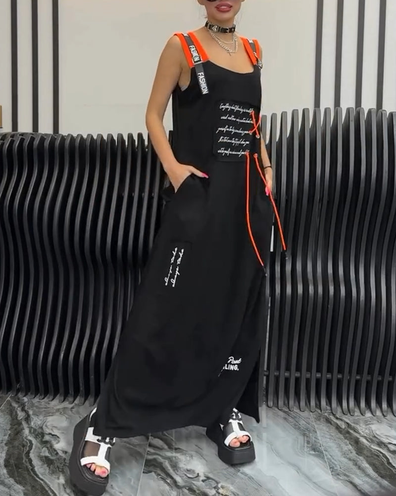 Jurk Mouwloos Gepersonaliseerde Letterprint