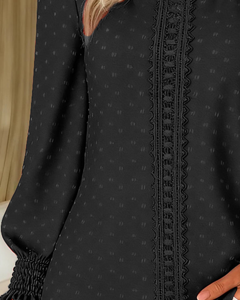 Blouses Met Ronde Hals En Pofmouwen