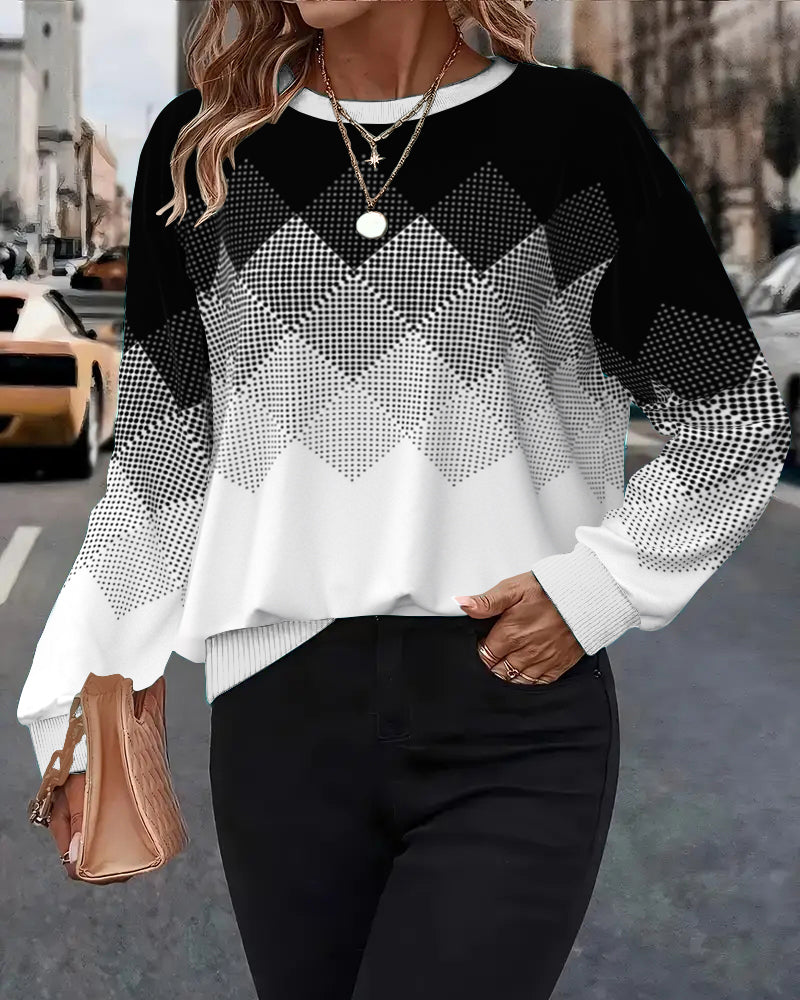 Trui Ruit Print Ronde Hals