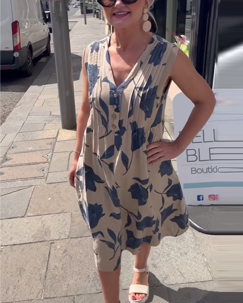 Jurk V-Hals Mouwloos Gedrukt