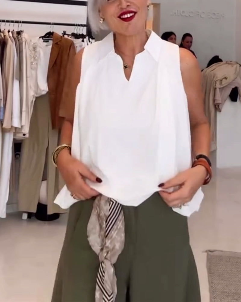 Blouse Mouwloos Kraag Los