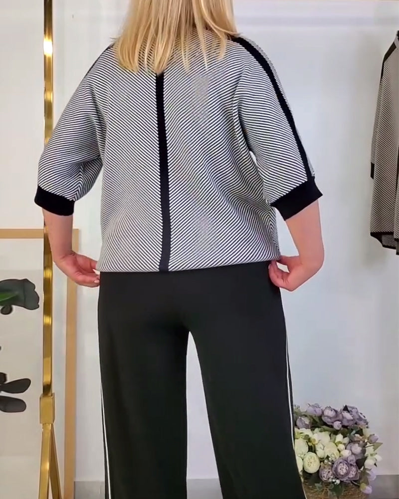 T-shirt casual gestreept gebreid