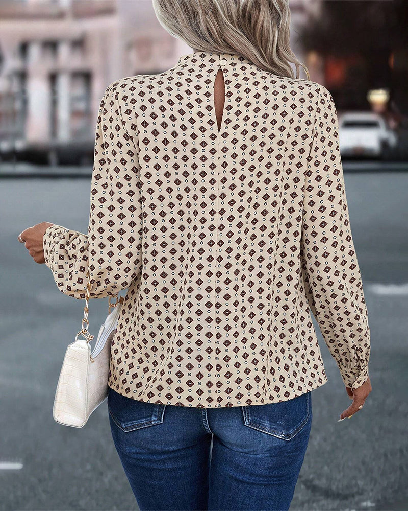 Blouse met vintage stijl en print