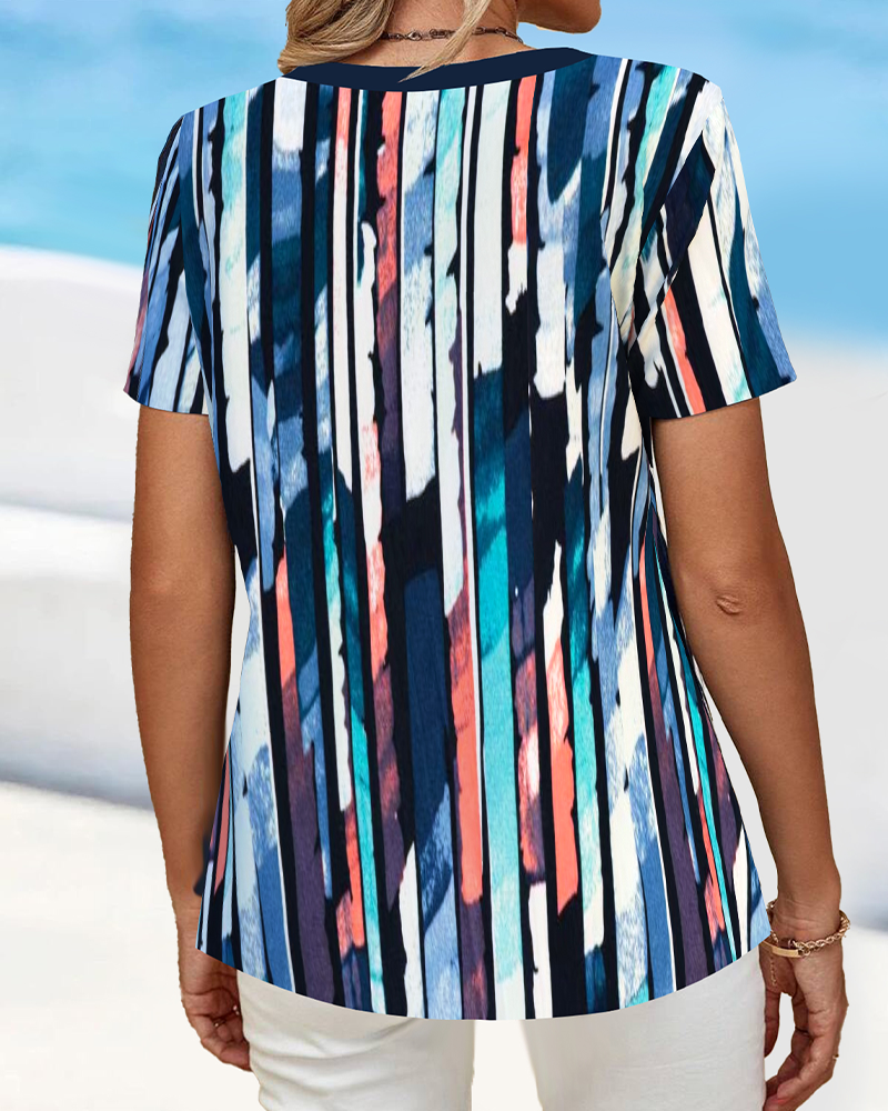 T-shirt Korte Mouwen Wijd Kraag Gedrukt