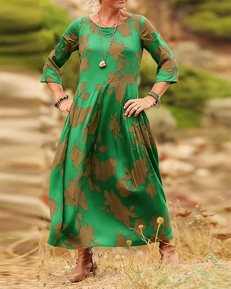 Jurk temperament retro bedrukt