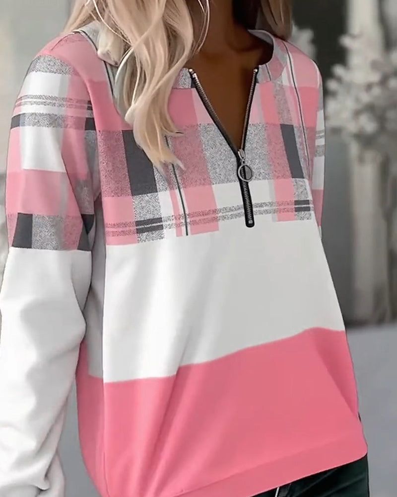 Sweatshirt Casual Geruit Contrastkleur