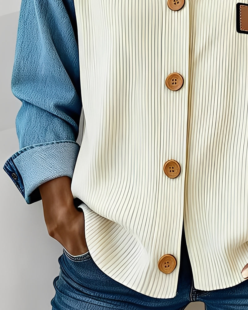 Modieus Shirt Met Ronde Hals En Kleurvlakken