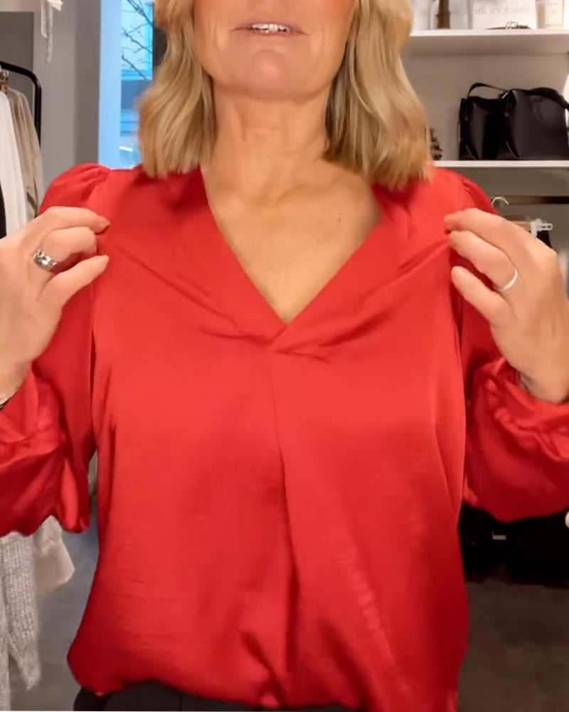 Bloes Modieus V-Hals Pofmouw