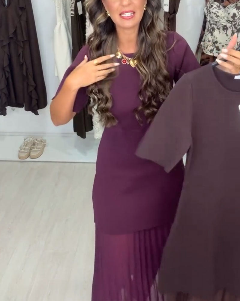 Elegante Gebreide Mesh Truijurk Met Stretch