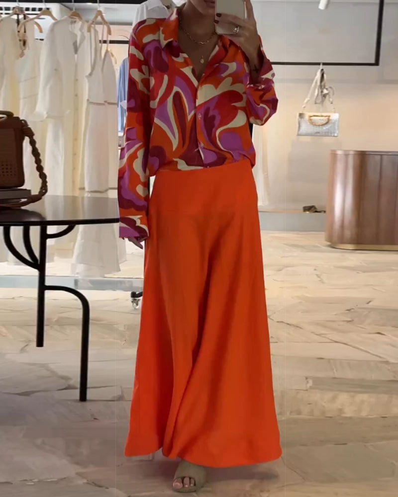 Kapel Kleurrijke Gedrukte Blouse met Knopen