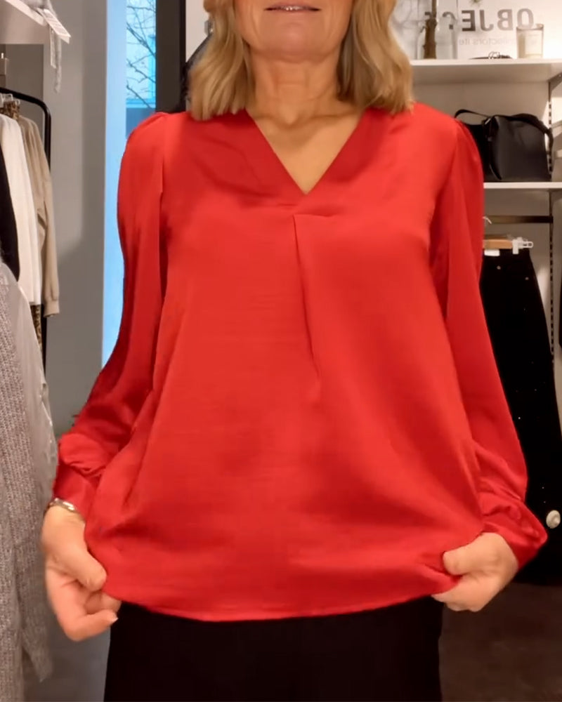 Bloes Modieus V-Hals Pofmouw