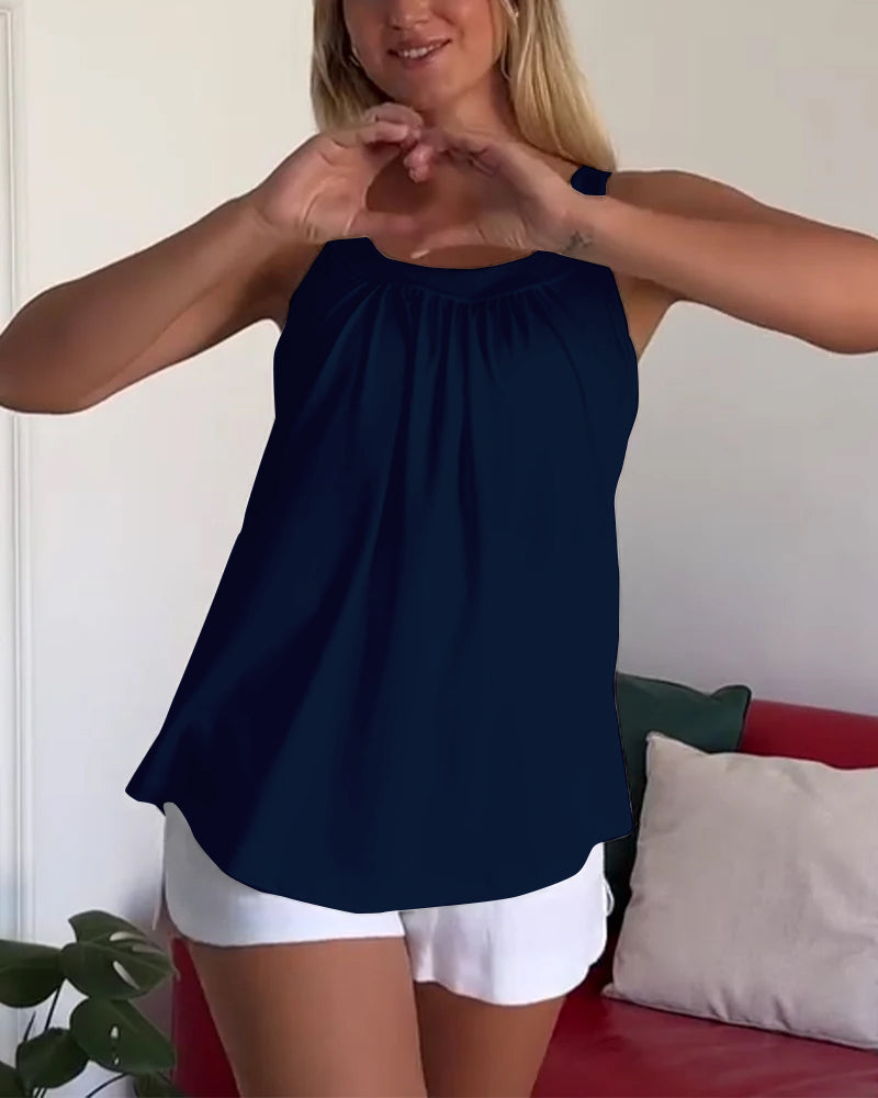 Set Strapless Geplooide Effen Kleur Tanktop