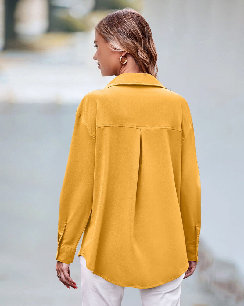 Casual blouse met lange mouwen in effen kleur