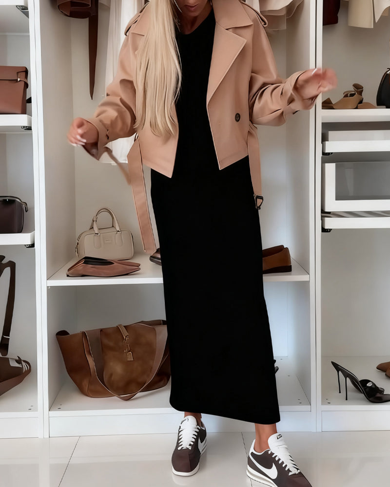 Jurk Effen Ronde Hals Split Tuniek