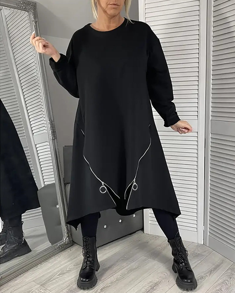 Losse Oversized Jurk Met Rits