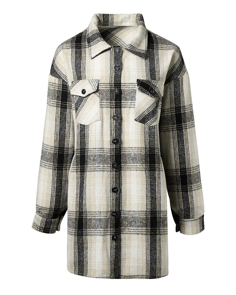 Casual geruite print zak overhemd