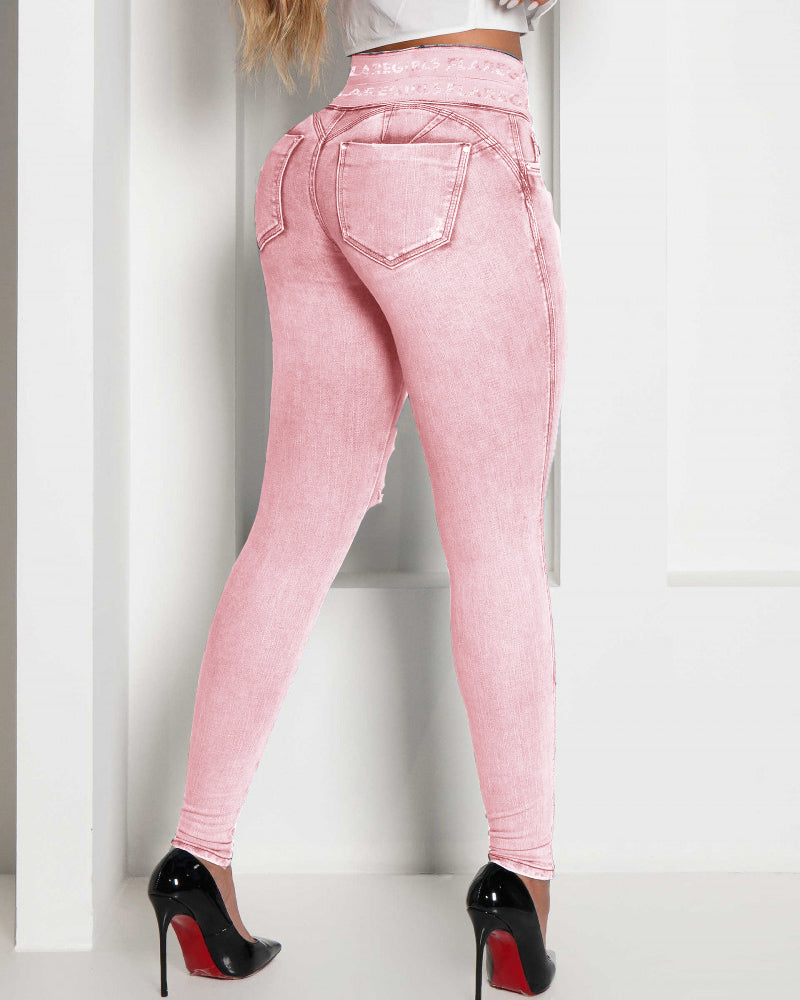 Rekbare high waist jeans - dames slim fit denimbroek